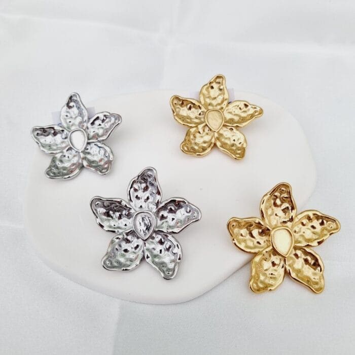 Ατσάλινα σκουλαρίκια λουλούδια - Image 1