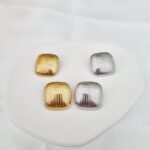 Ατσάλινα σκουλαρίκια τετράγωνα ριγέ