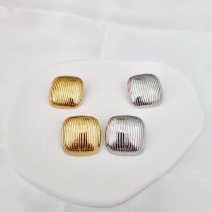 Ατσάλινα σκουλαρίκια τετράγωνα ριγέ