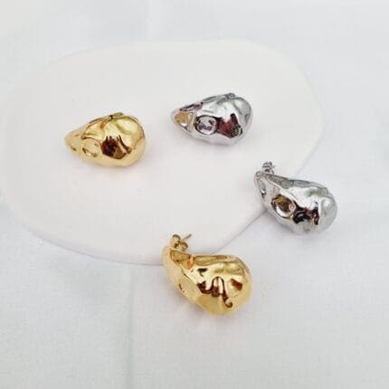 Ατσάλινα σκουλαρίκια τσαλακωμένες σταγόνες