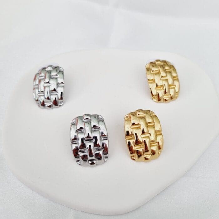 20240408_133844 Ατσάλινα σκουλαρίκια πλεκτά - Image 1