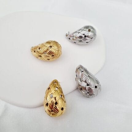 Ατσάλινα σκουλαρίκια σταγόνες πλεκτές