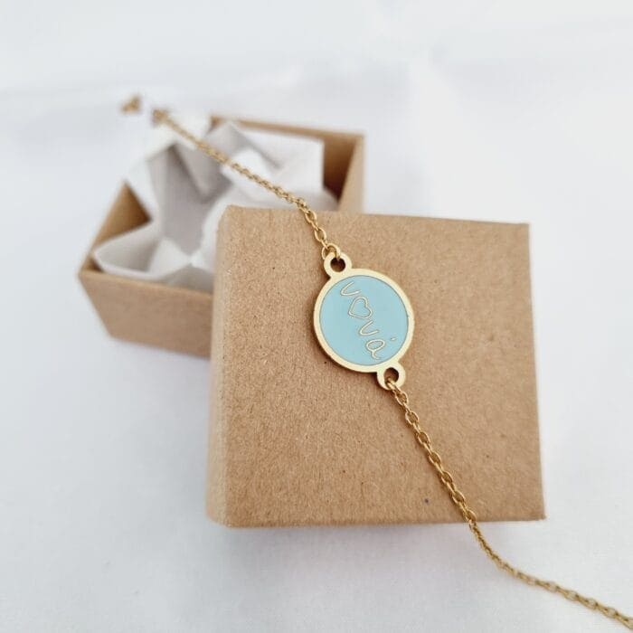 20240420_120907 Ατσάλινο βραχιόλι νονά με γαλάζιο σμάλτο - Image 1