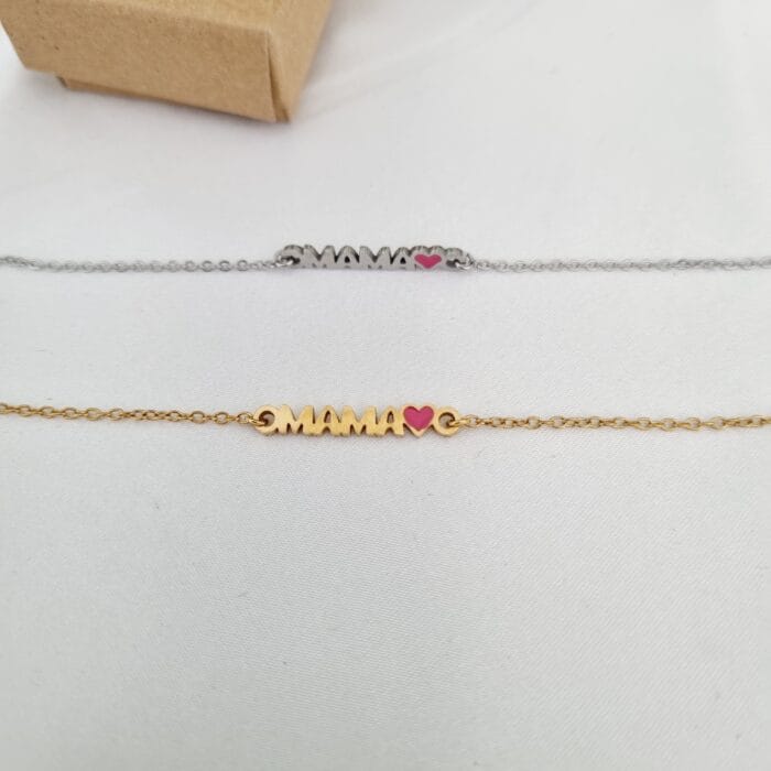 20240420_122207 Ατσάλινο βραχιόλι μαμά με φουξ καρδιά - Image 1