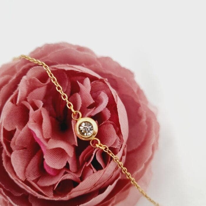 Ατσάλινο βραχιόλι με διάφανο στρας - Image 1