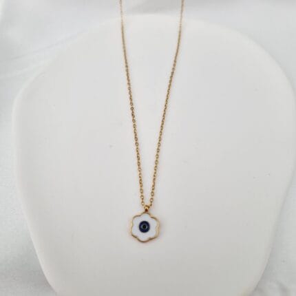 Ατσάλινο κολιέ λουλούδι με μάτι