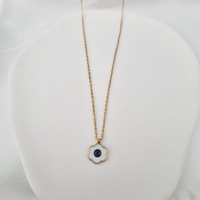 20240605_153441 Ατσάλινο κολιέ λουλούδι με μάτι - Image 1