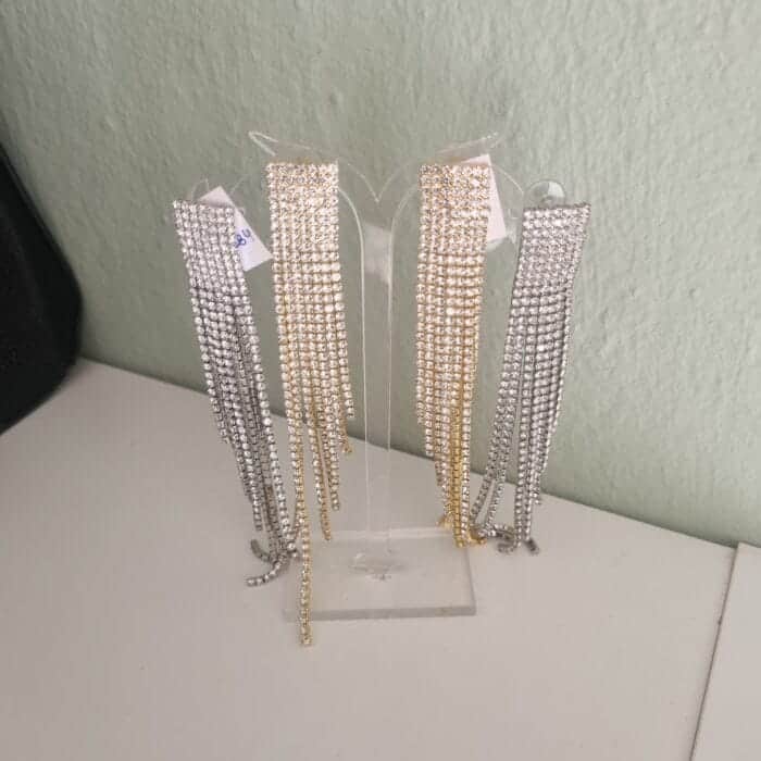 Κρεμαστά σκουλαρίκια με διάφανα στρας - Image 1