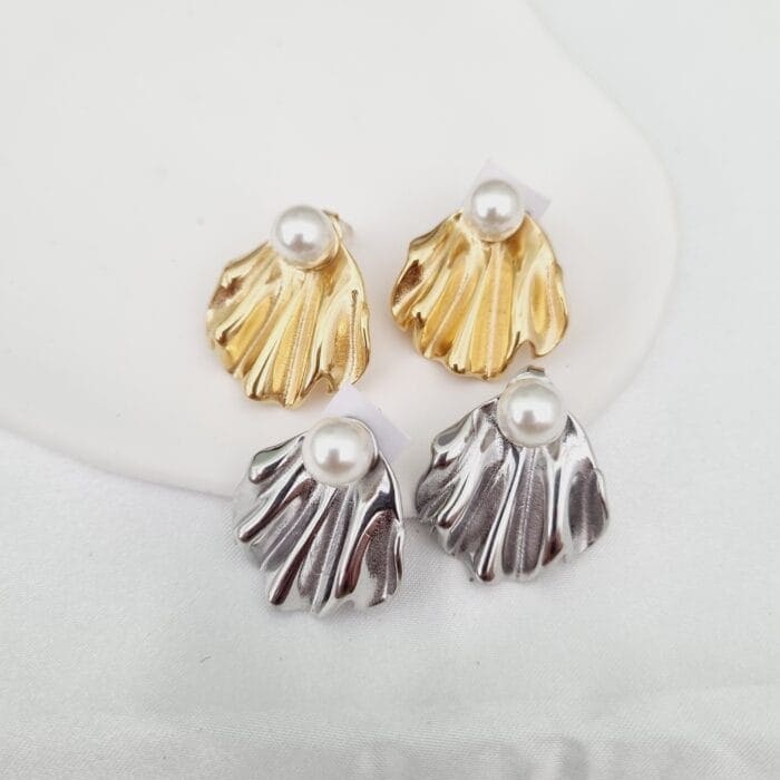 20240706_134101 Ατσάλινα σκουλαρίκια με πέρλες - Image 1