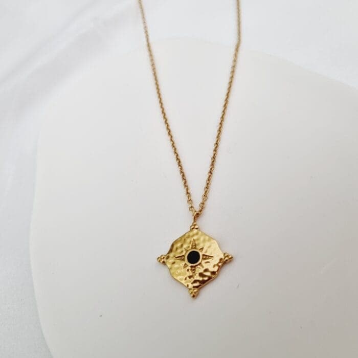 20240706_141206 Ατσάλινο κολιέ αστέρι με μαύρο στρας - Image 1