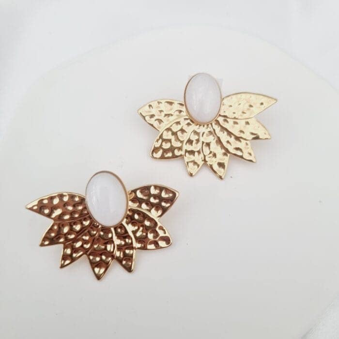 20240709_131441 Ατσάλινα σκουλαρίκια με άσπρες πέτρες - Image 1