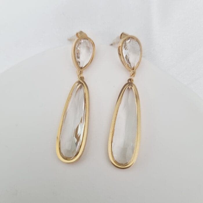 20240709_131856 Ατσάλινα σκουλαρίκια κρεμαστά με διάφανα κρύσταλλα - Image 1