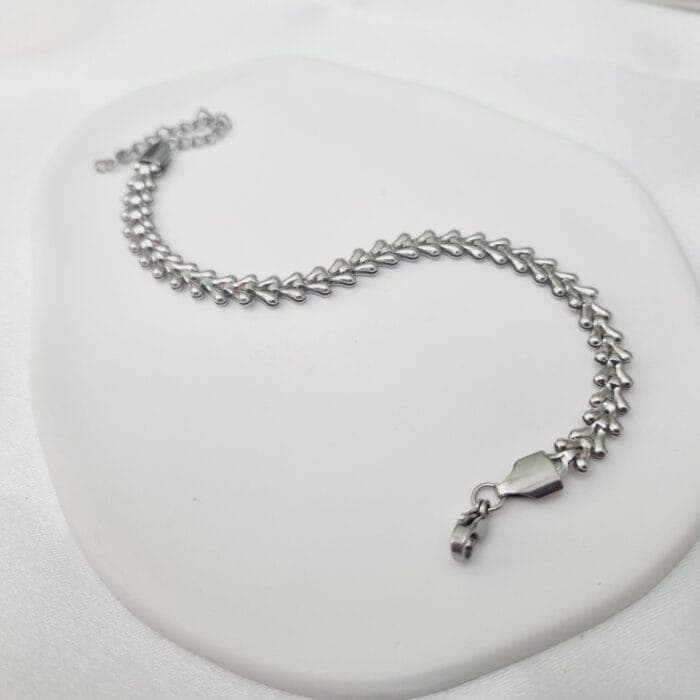 Ατσάλινο βραχιόλι αλυσίδα καρδιές - Image 2