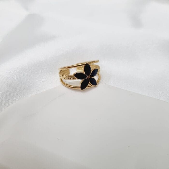 Ατσάλινο δαχτυλίδι με λουλούδι - Image 2