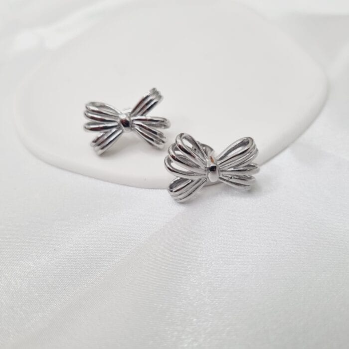 Ατσάλινα σκουλαρίκια φιογκάκια - Image 2