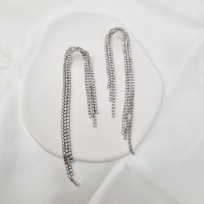 Κρεμαστά σκουλαρίκια με διάφανα στρας - Image 2