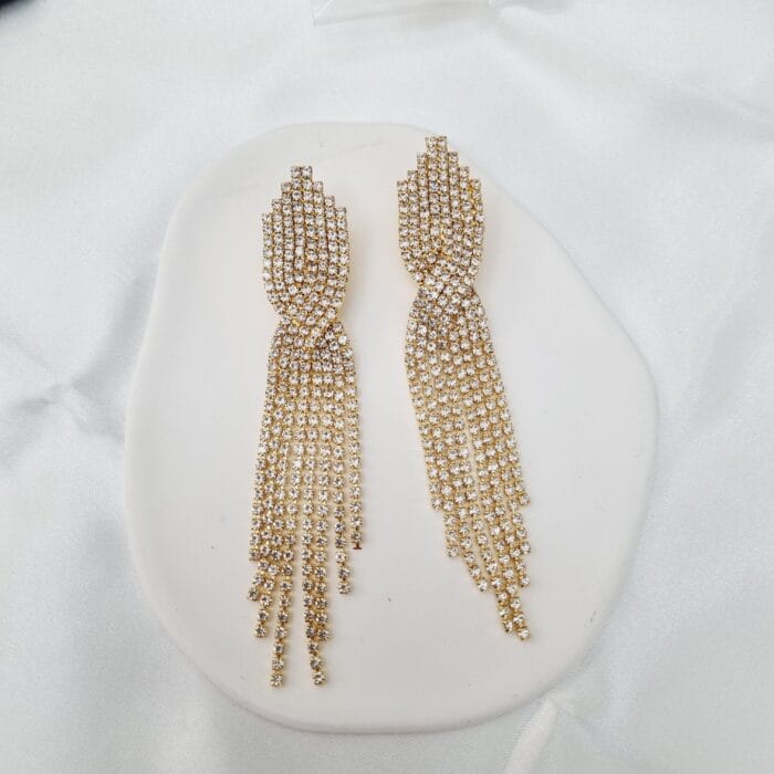 20241127_125508 Κρεμαστά σκουλαρίκια με διάφανα στρας - Image 1