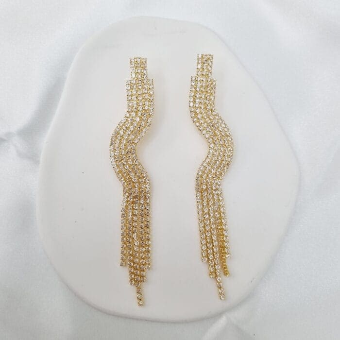 Κρεμαστά σκουλαρίκια με διάφανα στρας - Image 1