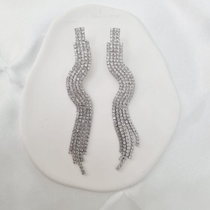 Κρεμαστά σκουλαρίκια με διάφανα στρας - Image 2