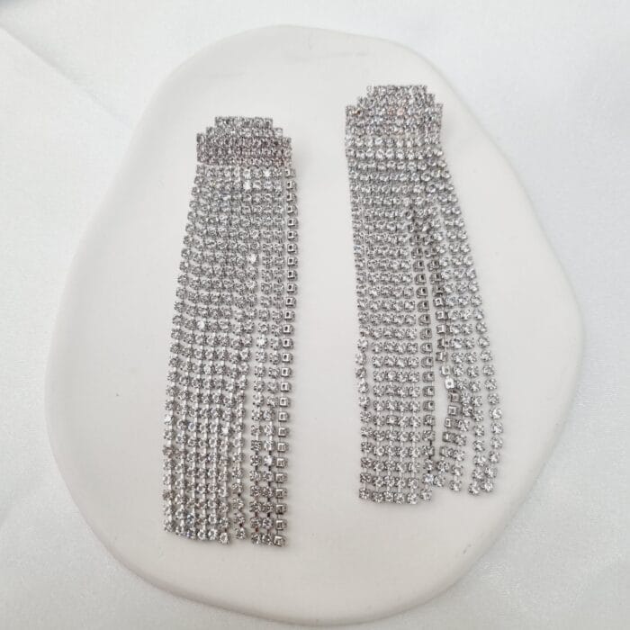 Κρεμαστά σκουλαρίκια με διάφανα στρας - Image 2