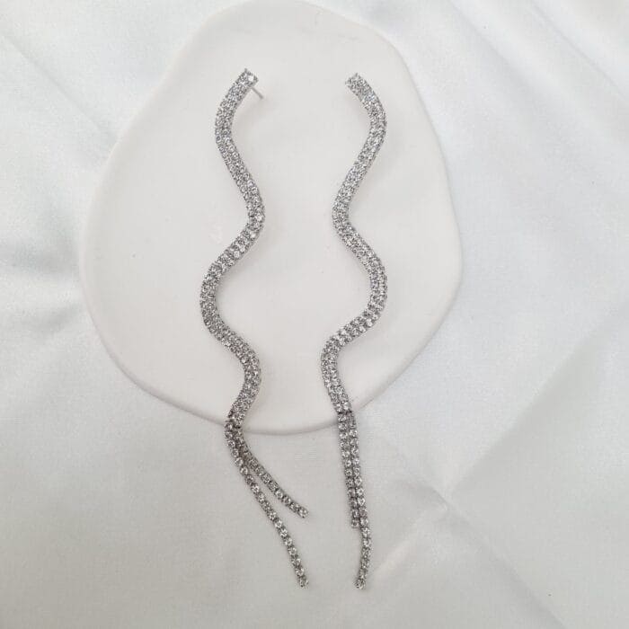 Κρεμαστά σκουλαρίκια με διάφανα στρας - Image 2