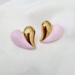 Ατσάλινα σκουλαρίκια καρδιές με σμάλτο