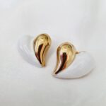 Ατσάλινα σκουλαρίκια καρδιές με σμάλτο - Image 2