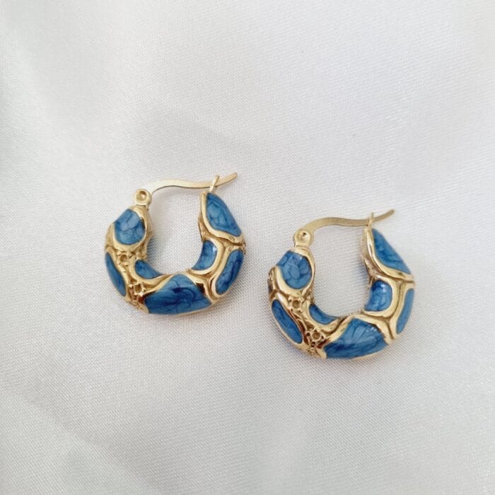 Ατσάλινοι μικροί κρίκοι με μπλε σμάλτο - Image 1