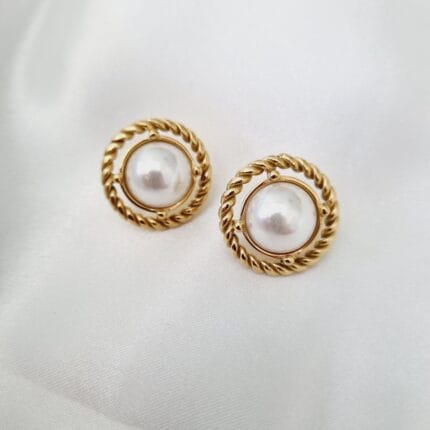 Ατσάλινα σκουλαρίκια με πέρλες