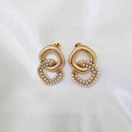 Ατσάλινα σκουλαρίκια αλυσίδα με πέρλες