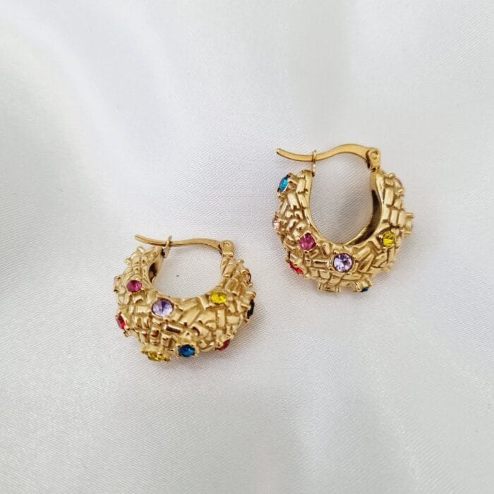 20241212_132829 Ατσάλινοι κρίκοι με πολύχρωμα στρας - Image 1