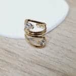 Ατσάλινο δαχτυλίδι με διάφανα στρας