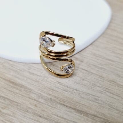 Ατσάλινο δαχτυλίδι με διάφανα στρας