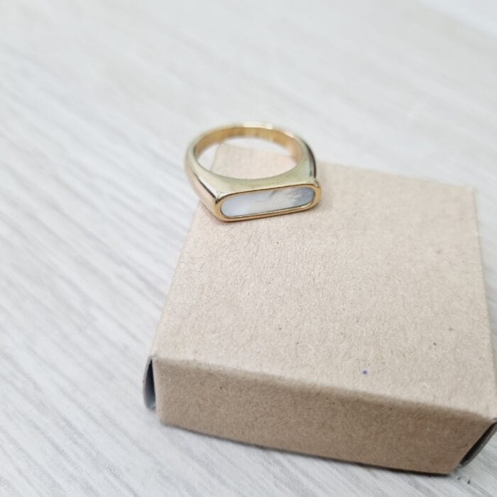 20241227_164141 Ατσάλινο δαχτυλίδι με άσπρο σμάλτο - Image 1