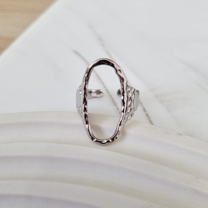 Ατσάλινο δαχτυλίδι οβάλ με άνοιγμα - Image 1