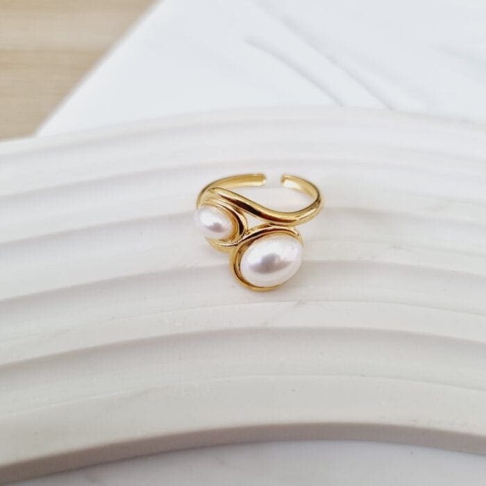 20250311_112102 Ατσάλινο δαχτυλίδι με πέρλες - Image 1