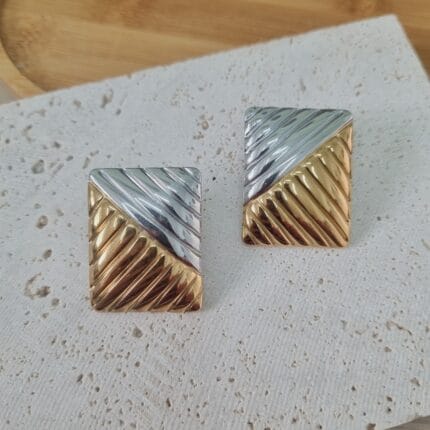 Ατσάλινα σκουλαρίκια ριγέ