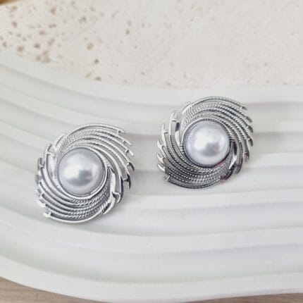 Ατσάλινα σκουλαρίκια με πέρλες