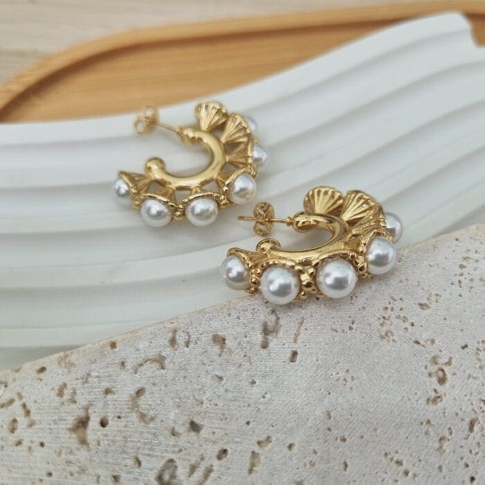 20250312_140236 Ατσάλινα σκουλαρίκια με πέρλες - Image 1