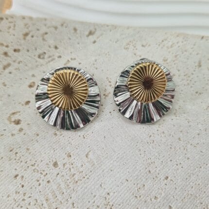 Ατσάλινα σκουλαρίκια στρόγγυλα με ακτίνες