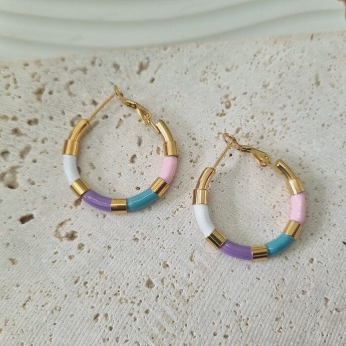 Ατσάλινοι κρίκοι με πολύχρωμο σμάλτο - Image 1