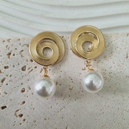 Ατσάλινα σκουλαρίκια κρεμαστά με πέρλες