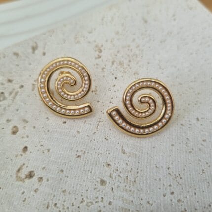 Ατσάλινα σκουλαρίκια σπείρες με περλίτσες