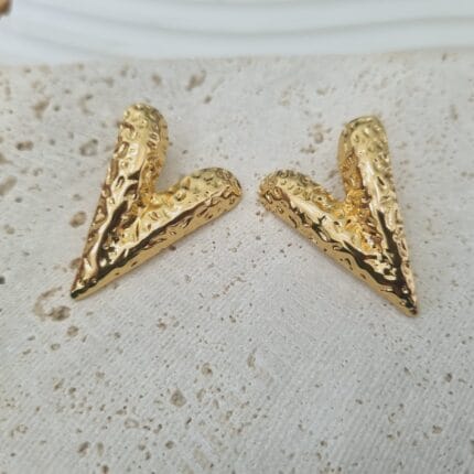 Ατσάλινα σκουλαρίκια καρδιές σφυρήλατες