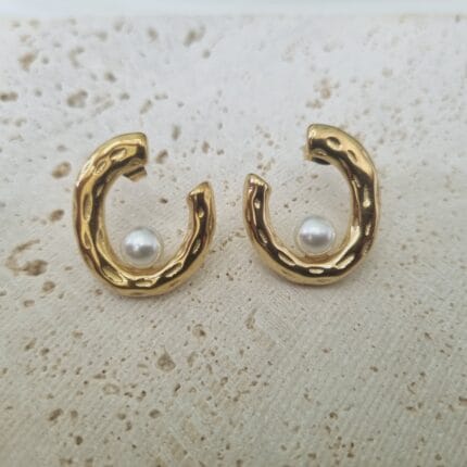 Ατσάλινα σκουλαρίκια με πέρλες