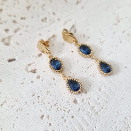 Ατσάλινα σκουλαρίκια κρεμαστά με μπλε κρύσταλλα