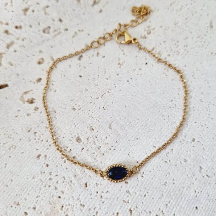 20250324_121608 Ατσάλινο βραχιόλι με οβάλ μπλε κρύσταλλο - Image 1