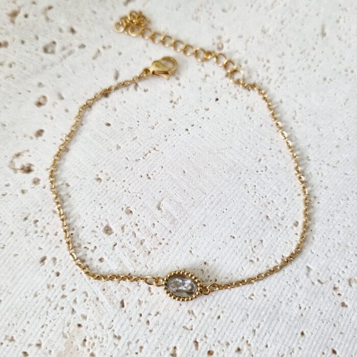 20250324_121646 Ατσάλινο βραχιόλι με οβάλ διάφανο κρύσταλλο - Image 1