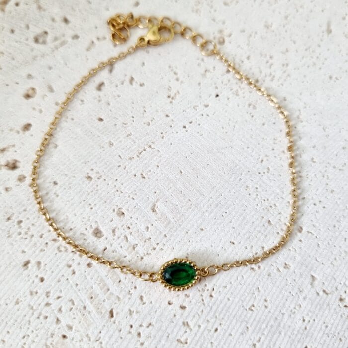 20250324_121739 Ατσάλινο βραχιόλι με οβάλ πράσινο κρύσταλλο - Image 1