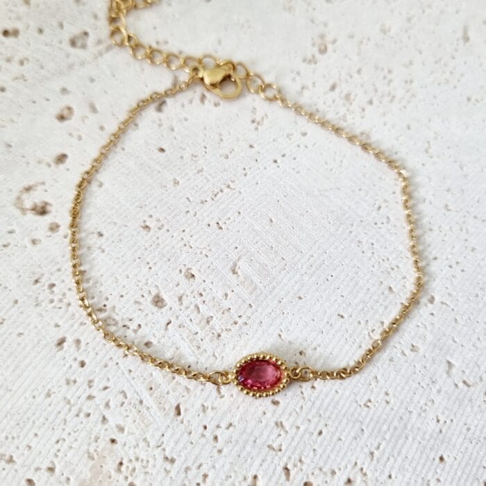 20250324_121952 Ατσάλινο βραχιόλι με οβάλ φουξ κρύσταλλο - Image 1